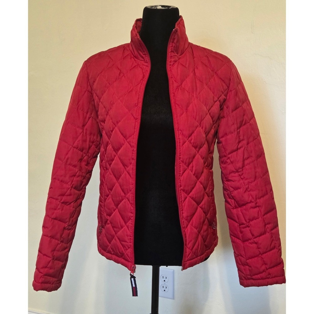 Tommy Hilfiger Jeans Red Quilted Full Zip Jacket Women's L G